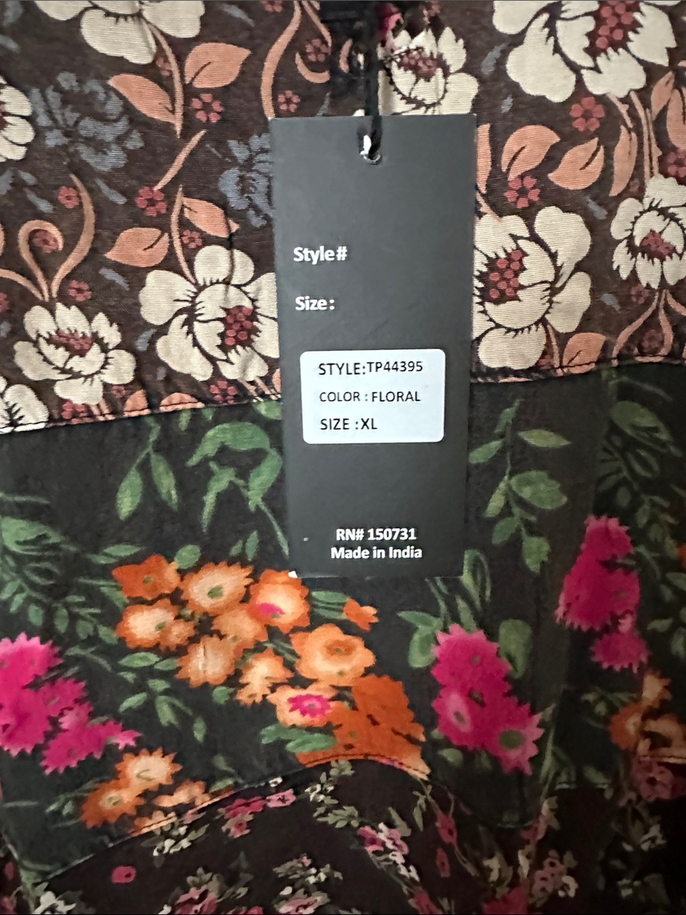 Young Threads Floral Patchwork Sleeveless Top - Brown & Pink - Picture 4 of 6